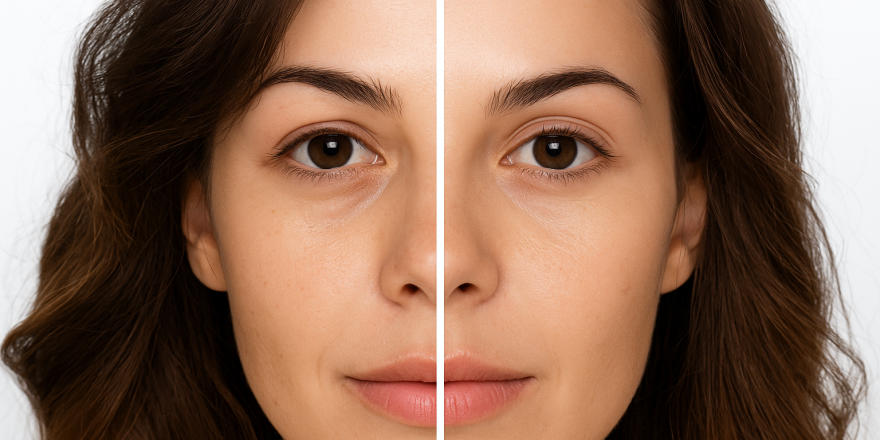 Üst göz kapağı estetiği sonrası genç, dinç ve doğal görünümlü kadın portresi.